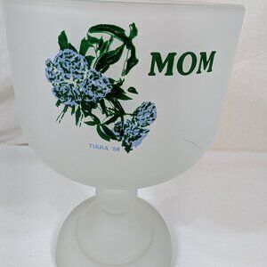Vintage Indiana Tiara Satin Glass MOM Beer Goblet